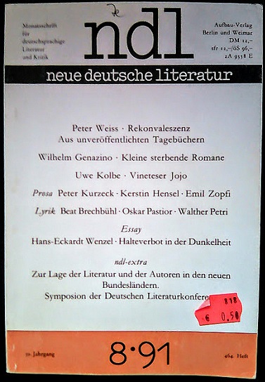 neue deutsche literatur 8�91